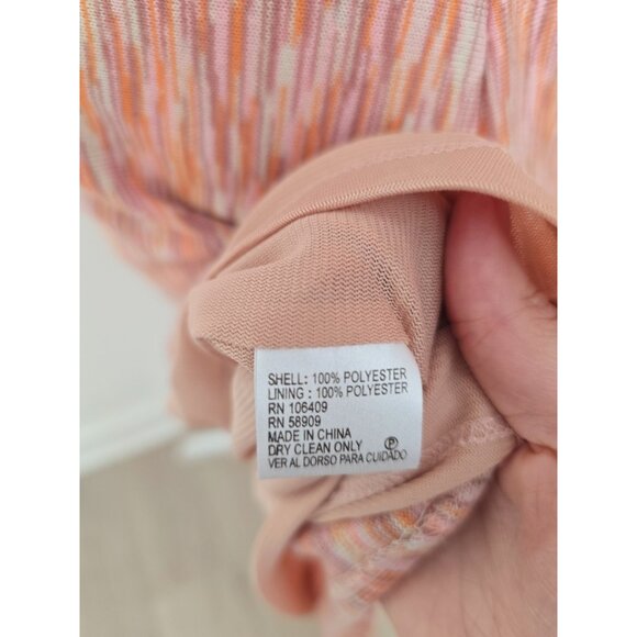 Alex Marie Carmen Orange Knit Ruched Cap Sleeves Sheath V-Neck Lined Dress 8 M - Picture 10 of 14